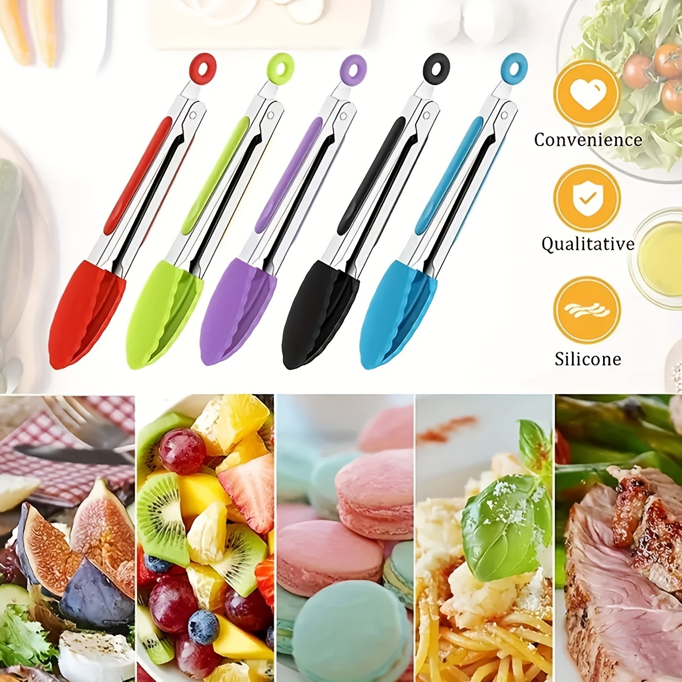 Kitchen Tongs BBQ Clip Salad Bread Cooking Food Serving Tongs