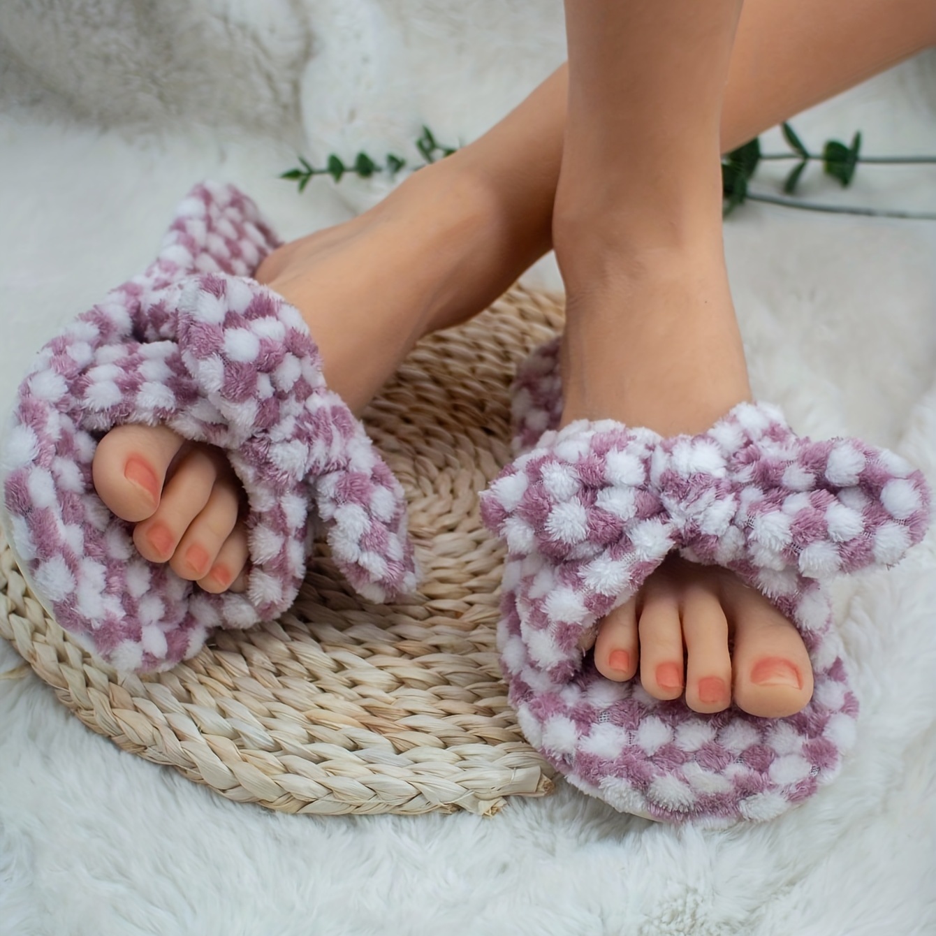 Women's Fluffy Home Slippers, Open Toe Soft Fuzzy Flat Slippers, Cozy  Indoor Bedroom Slippers - Temu