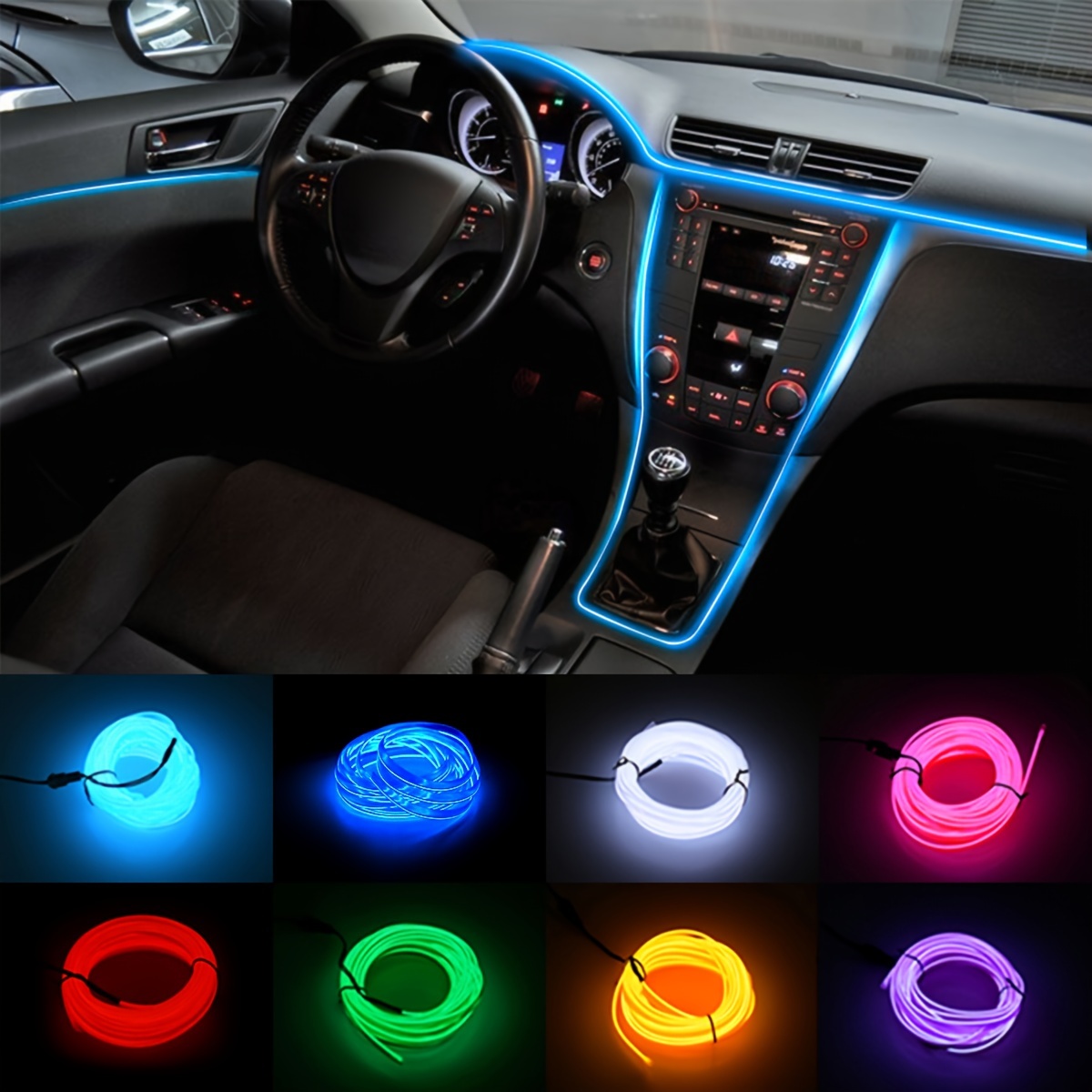 Universal 8 Colors Upgraded 197 Inch Car Ambient Light Elcold Light Cable  With Usb Decor Dashboard Console Led Ambient Light Car Interior Accessories, Today's Best Daily Deals