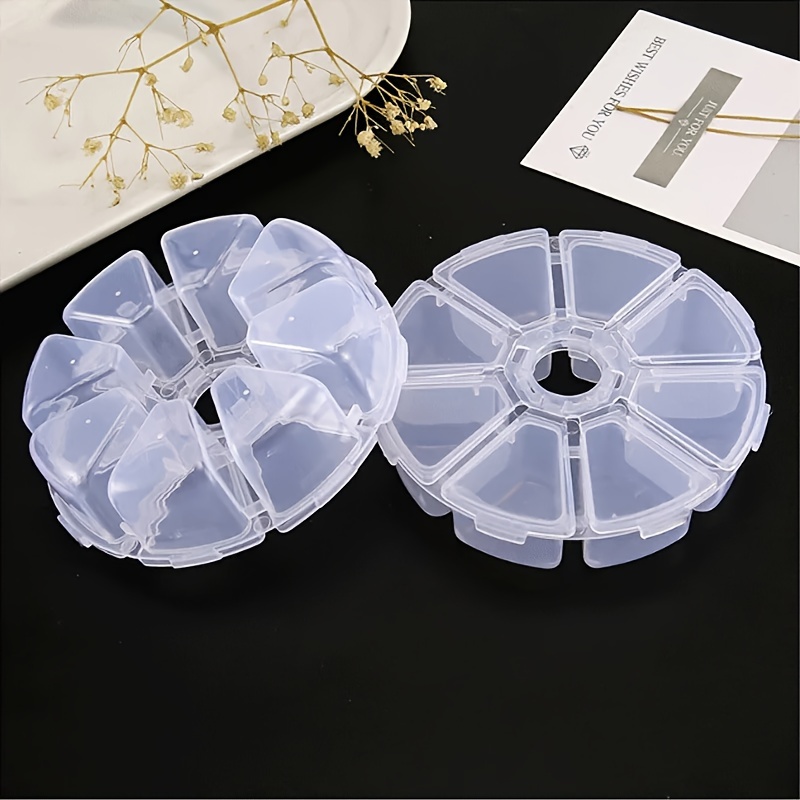 8 Compartments Plastic Box Clear Round Shaped Container Box - Temu