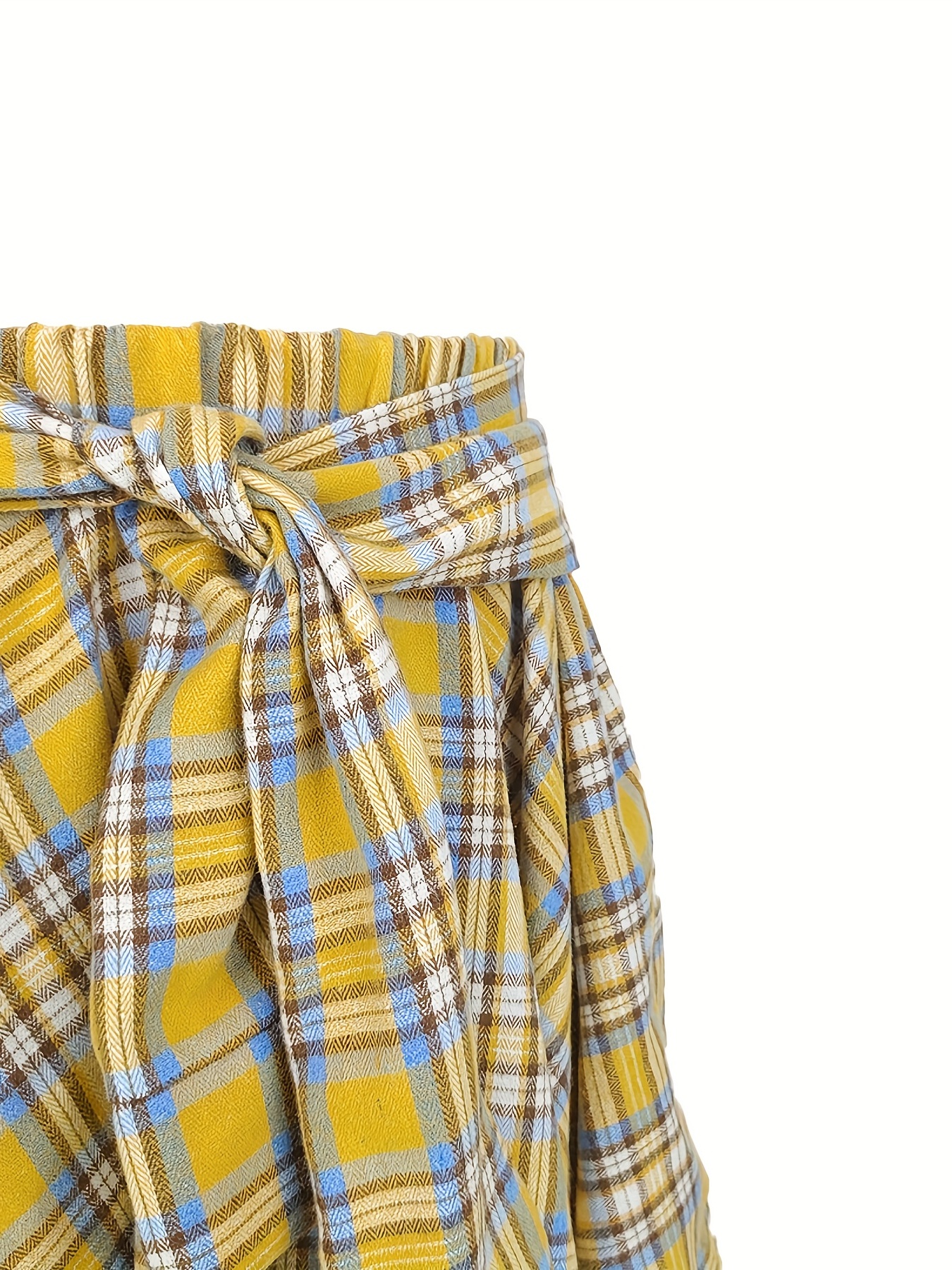 Grey yellow outlet plaid skirt