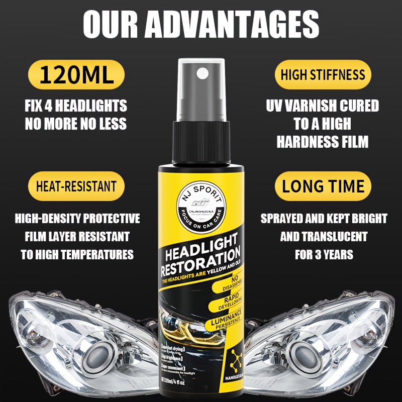 Spray para reparar arañazos en los faros de coche, líquido de reparación de  faros de automóvil, innovador esmalte de reparación de faros, kit de