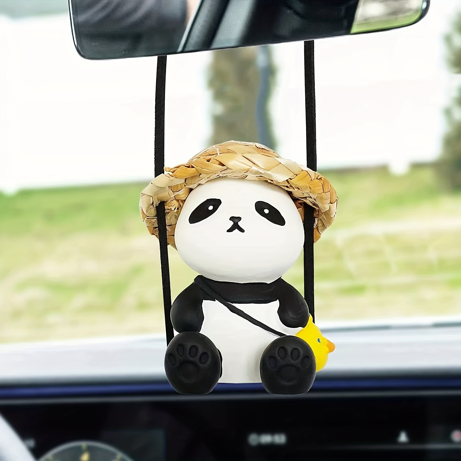 Auto-schaukel-enten-strohhut-panda-rückspiegel-anhänger, Niedlicher Roter  Panda-auto-innenraum-anhänger - Auto - Temu