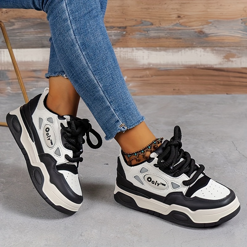 Women's Trendy Platform Sneakers Casual Lace Outdoor Shoes - Temu United  Arab Emirates