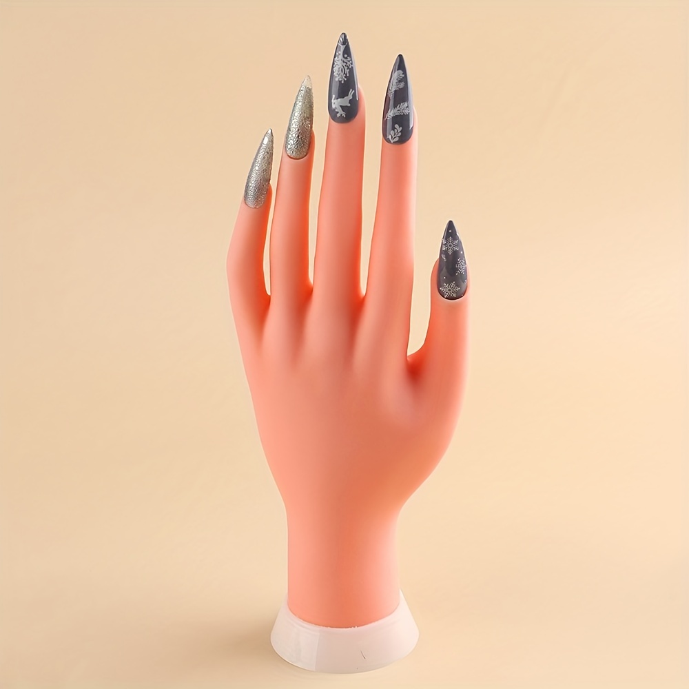 Silicone Practice Hand for Acrylic Nails - Realistic Fake Hand Mannequin  Flexible Bendable Silicone Training Hand Tool for Practice Nail Art (Left  Hand) 3#