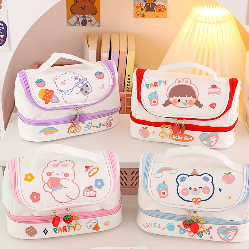 Strawberry Cute Pencil Case For Girls School Storage Bag Cosmetic Pen Box