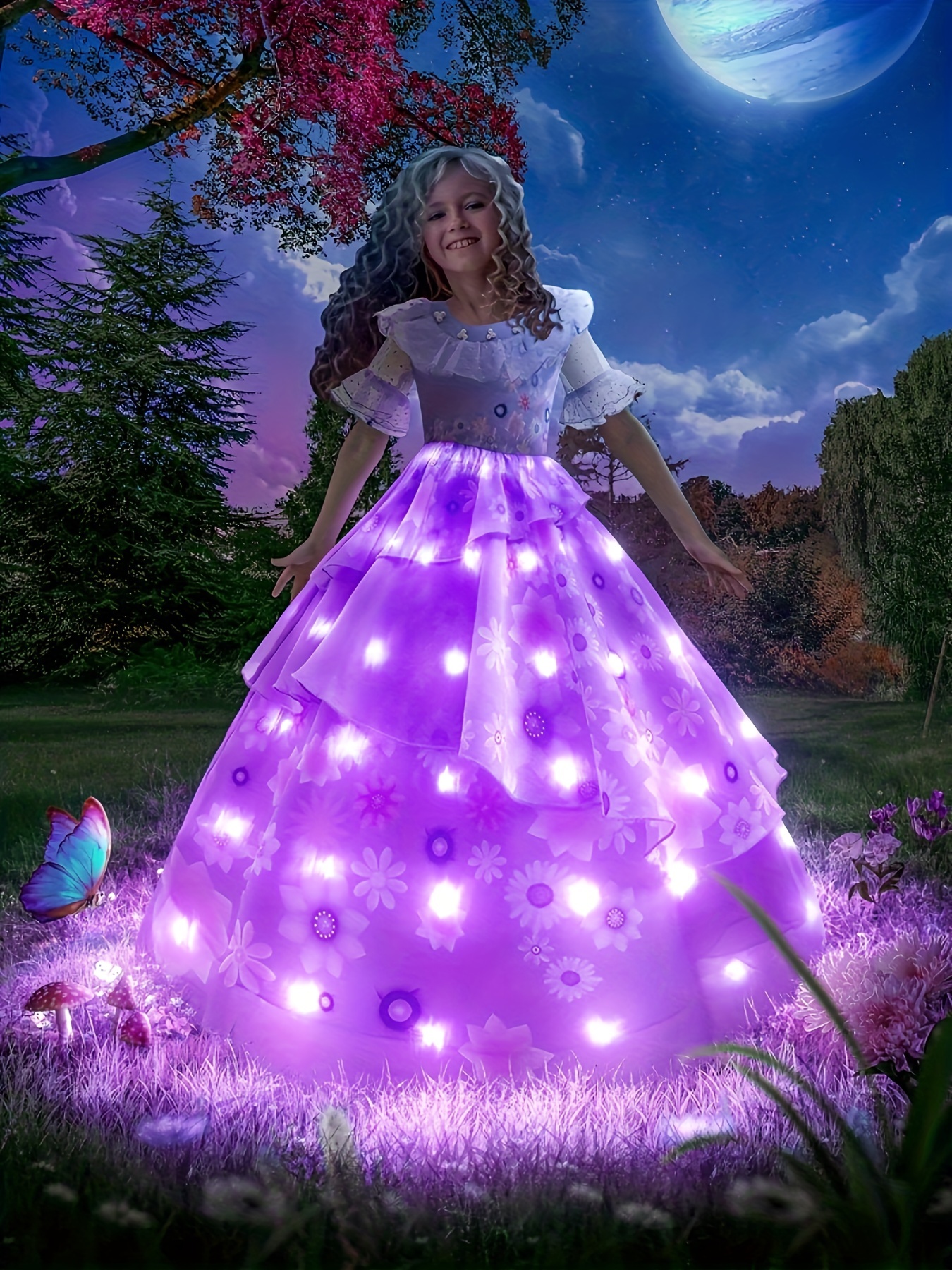 Robe Princesse Lumineuse Reine Neiges Cosplay Costume - Temu
