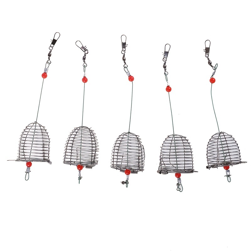 5/1Pcs Fishing Trap Basket Stainless Steel Wire Feeder Holder