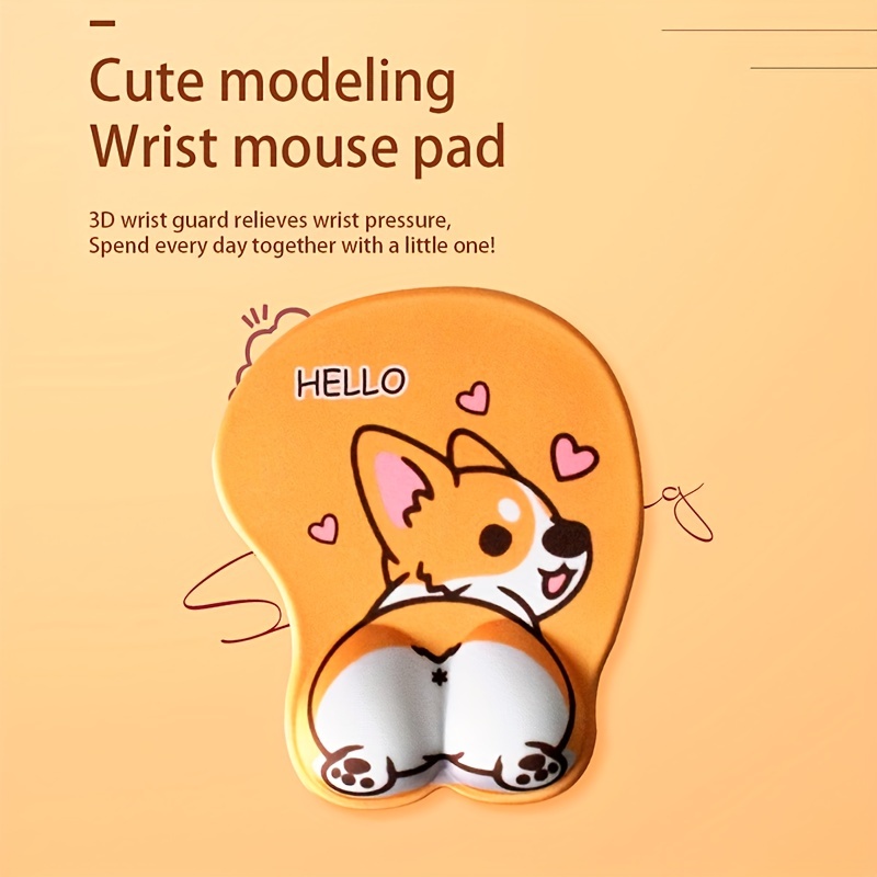 2pcs ergonomic mouse pad with wrist support non slip backing corgi anime cute gel mouse pad wrist rest easy typing and pain relief for gaming office computer laptop yellow cute corgi