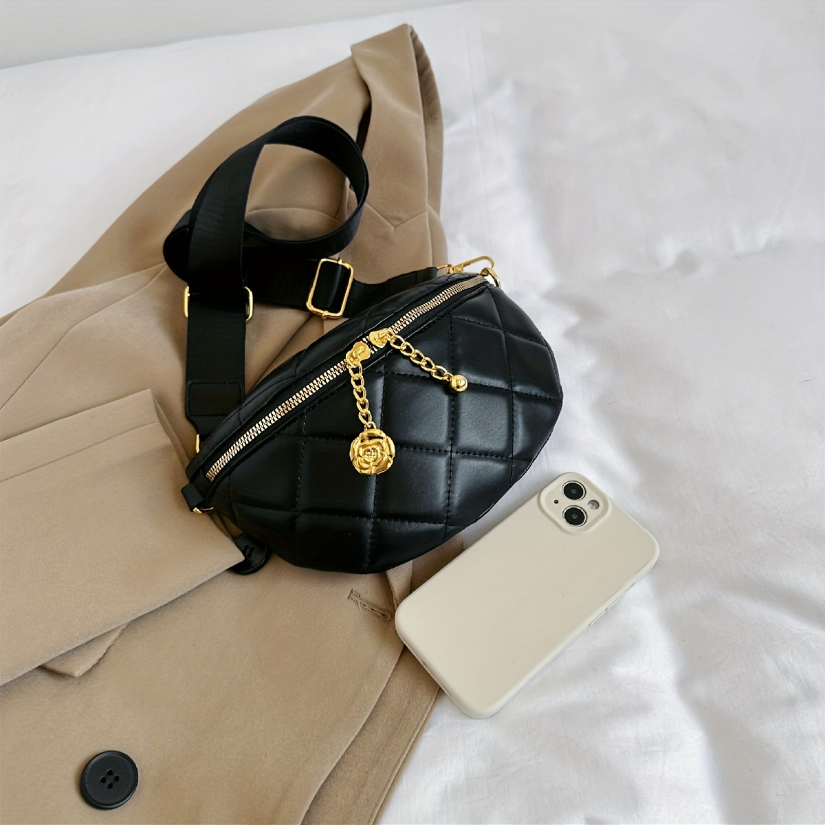 Quilted Classic Chest Bag, Solid Color Crossbody Bag, Women's Elegant Sling  Bag & Waist Purse - Temu Australia