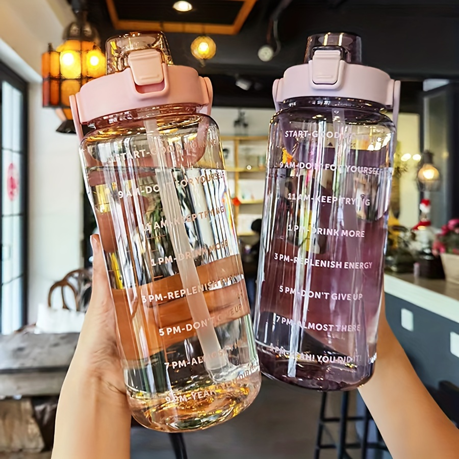 Ins Vertical Stripes Glass Cups With Lids And Straws Clear Glass Water  Bottle Straw Cup Drinking Glasses Tumbler Travel Bottle - Glass - AliExpress
