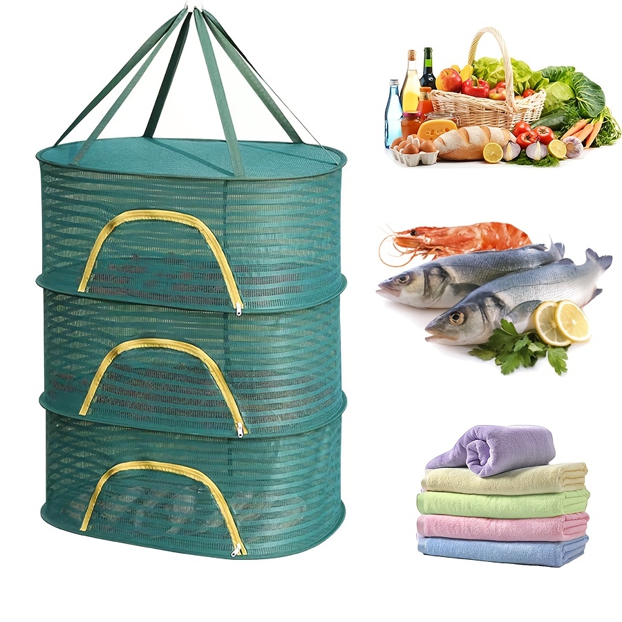 

Foldable Portable Nylon Fishing Net Drying Rack - Perfect For Drying Shrimp, Fish, Fruits, And Vegetables!