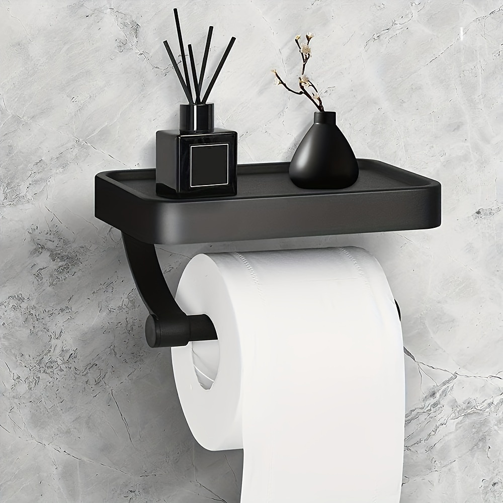 Rustproof And Stainless Steel Toilet Paper Holder With Phone Shelf