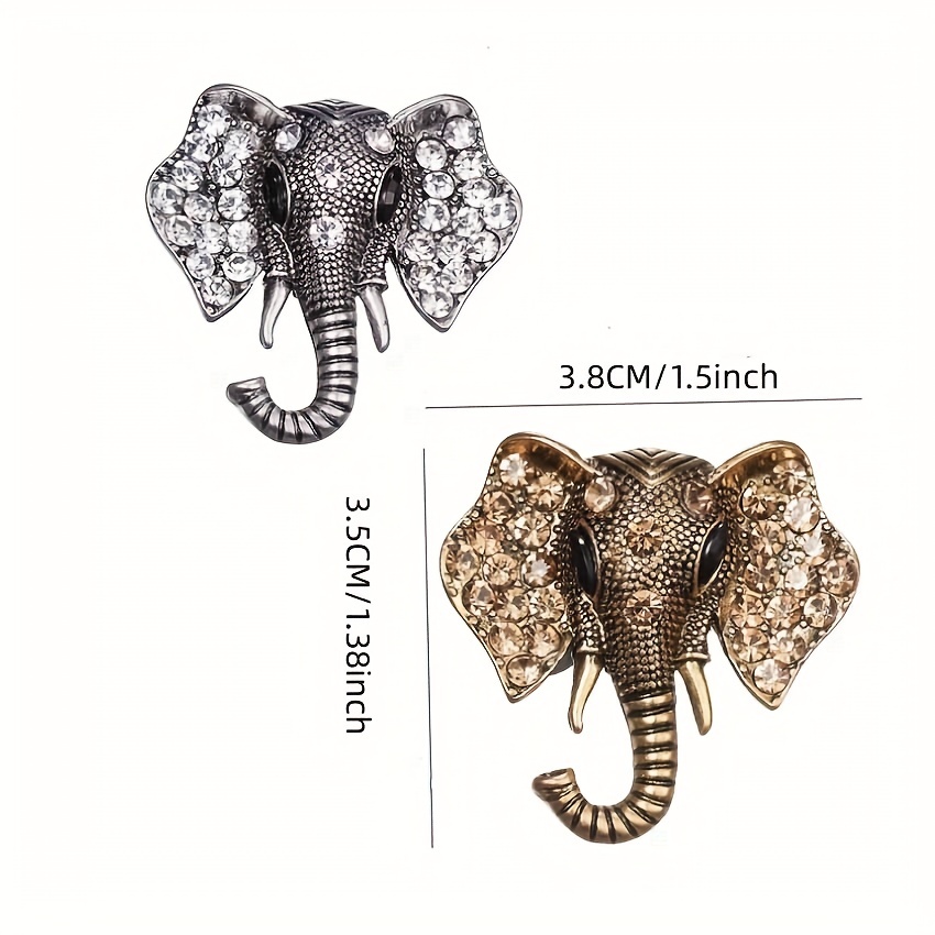 Elephant Retro Rhinestone Brooch Pin for Women
