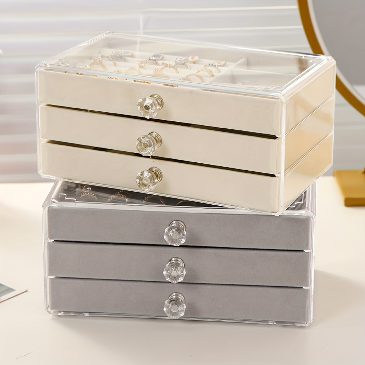 Three Layers Jewelry Organizer Necklace Earrings Rings Jewelry Box  Packaging PU Leather Storage Joyeros Organizador De Joyas