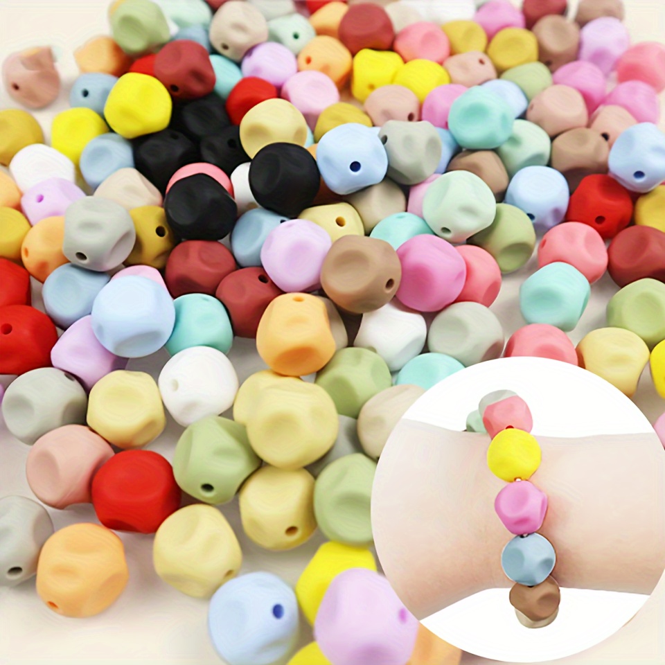 

21pcs 15mm Silicone Irregular Colorful Bulk Spacer Focal Beads For Jewelry Making Diy Garland Decors Key Bag Chain Lanyard Necklace Bracelet Handmade Craft Supplies
