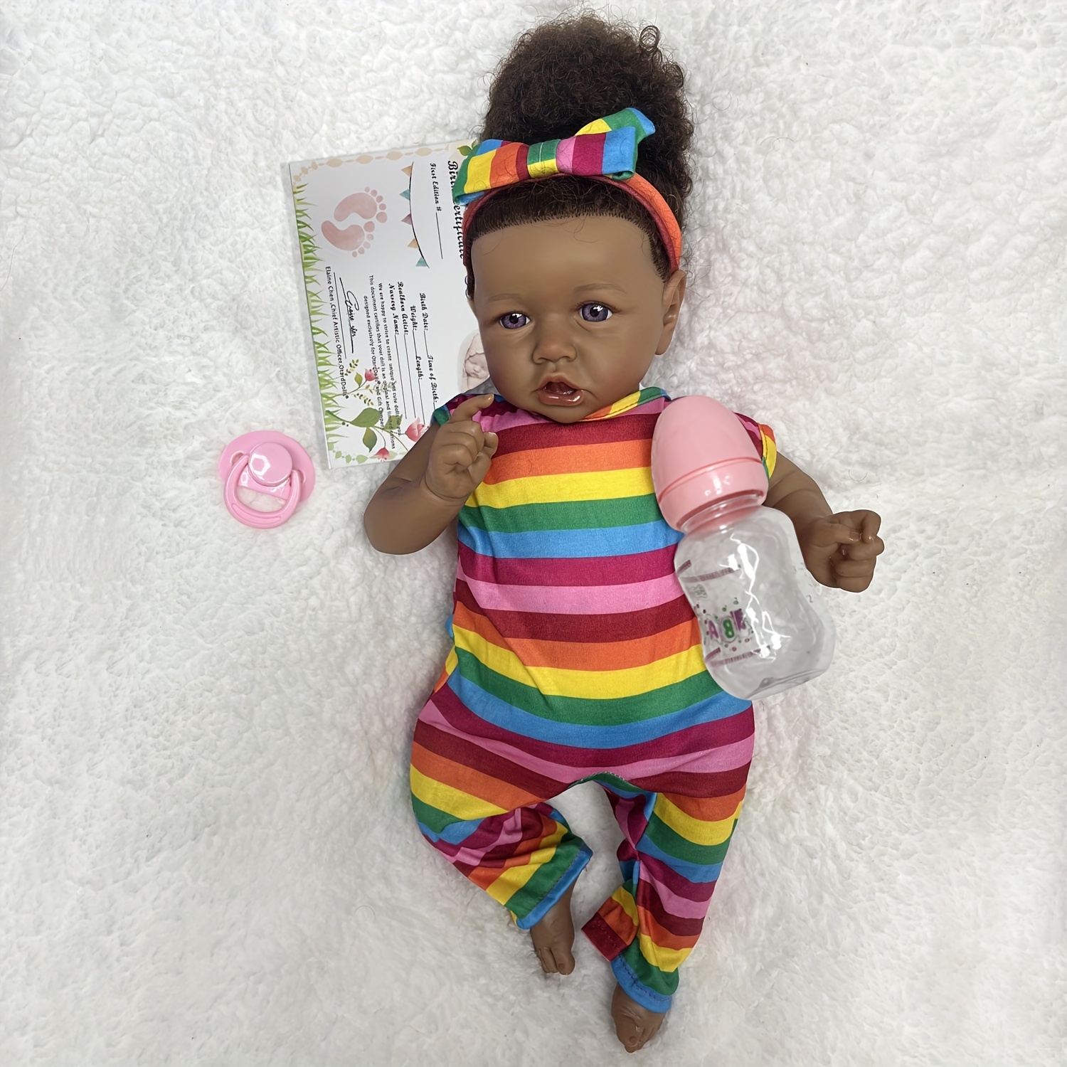 African Skin Saskia Bebe Reborn Doll With Rooted Hair Handmade