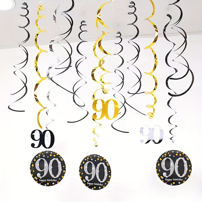 90th Birthday Hanging Swirl Decorations ninety Year Old Foil - Temu
