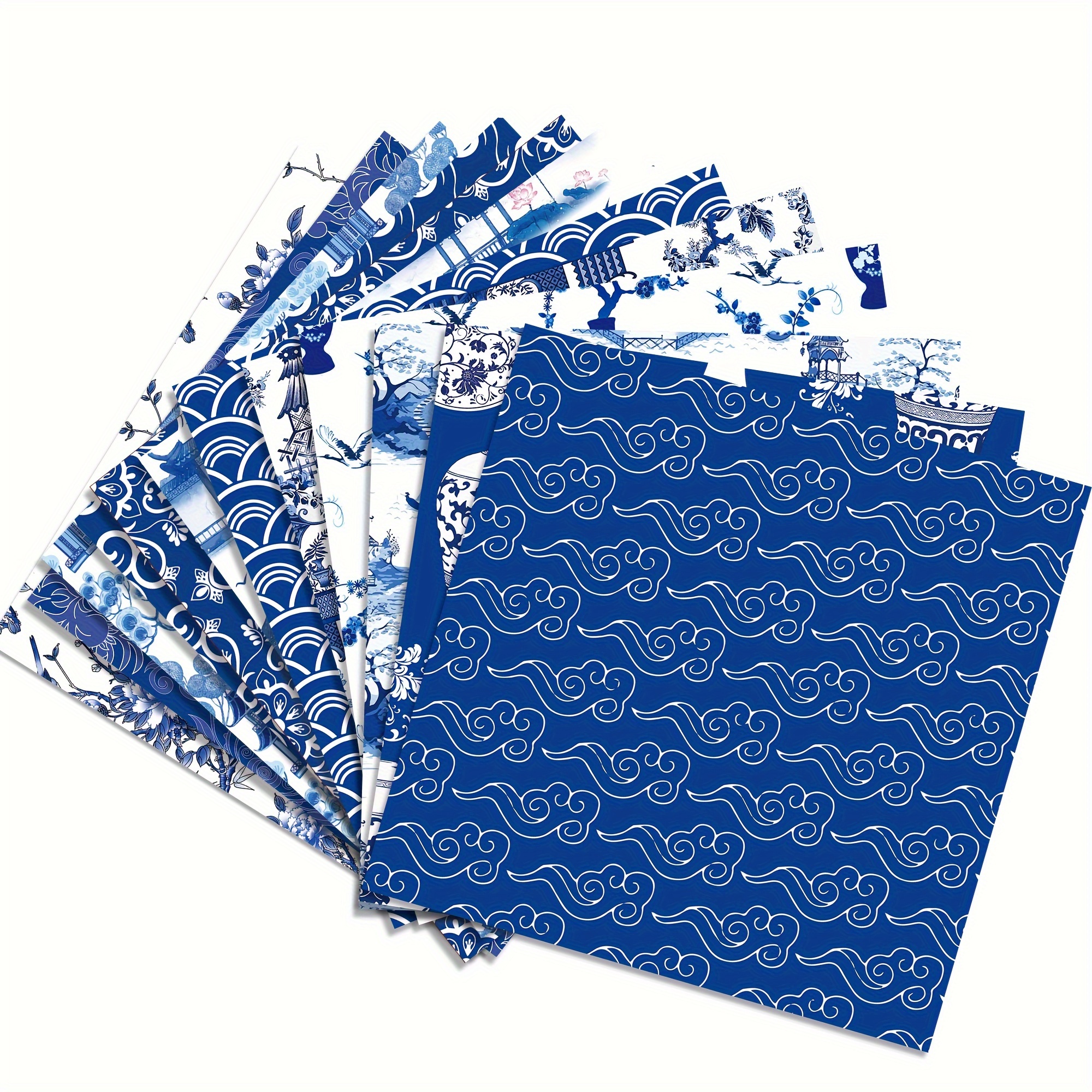 Chinoiserie Pattern Paper 12 Design Blue China Scrapbook - Temu