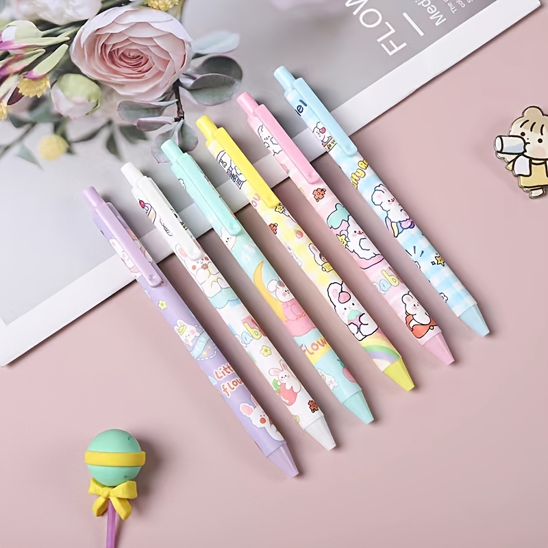 2pcs Good-looking Naughty Rabbit Press Pen Creative Student Press Pen  Office Stationery 0.5 Bullet Head Signature Pen Random 2pcs