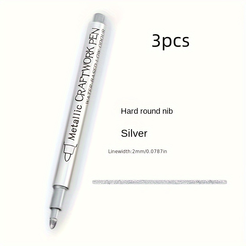 3pcs Metallic Marker Pen Set Golden Silvery Permanent Art Markers for Crafts