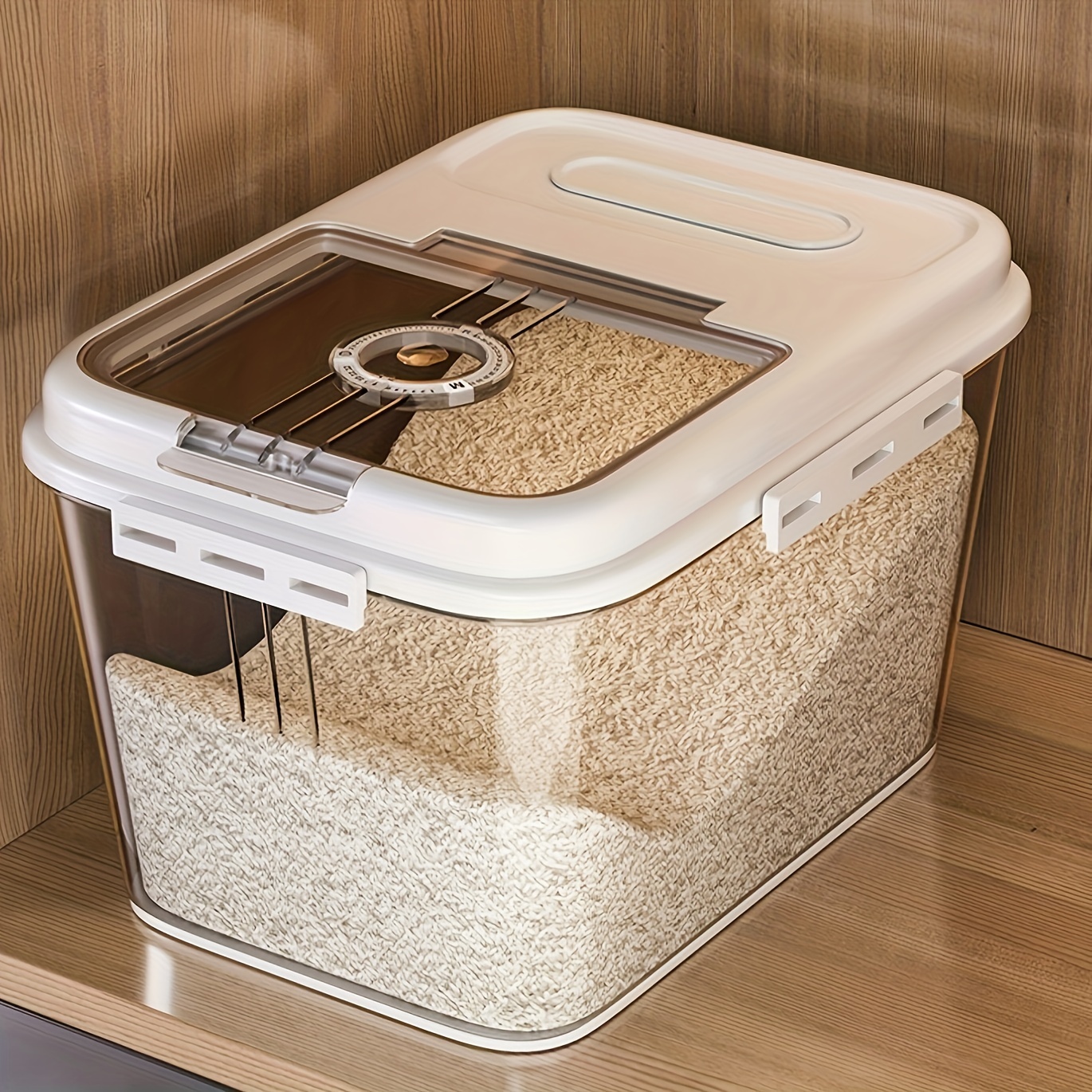 Rotating Rice Bucket, Clear Large Capacity Cereal Container, Moisture-proof  Insect-proof Sealed Storage Containers For Rice, Cereals, Grains, Flours,  Pet Food, Household Airtight Rice Dispenser, Food Storage Jar, Home Kitchen  Supplies - Temu