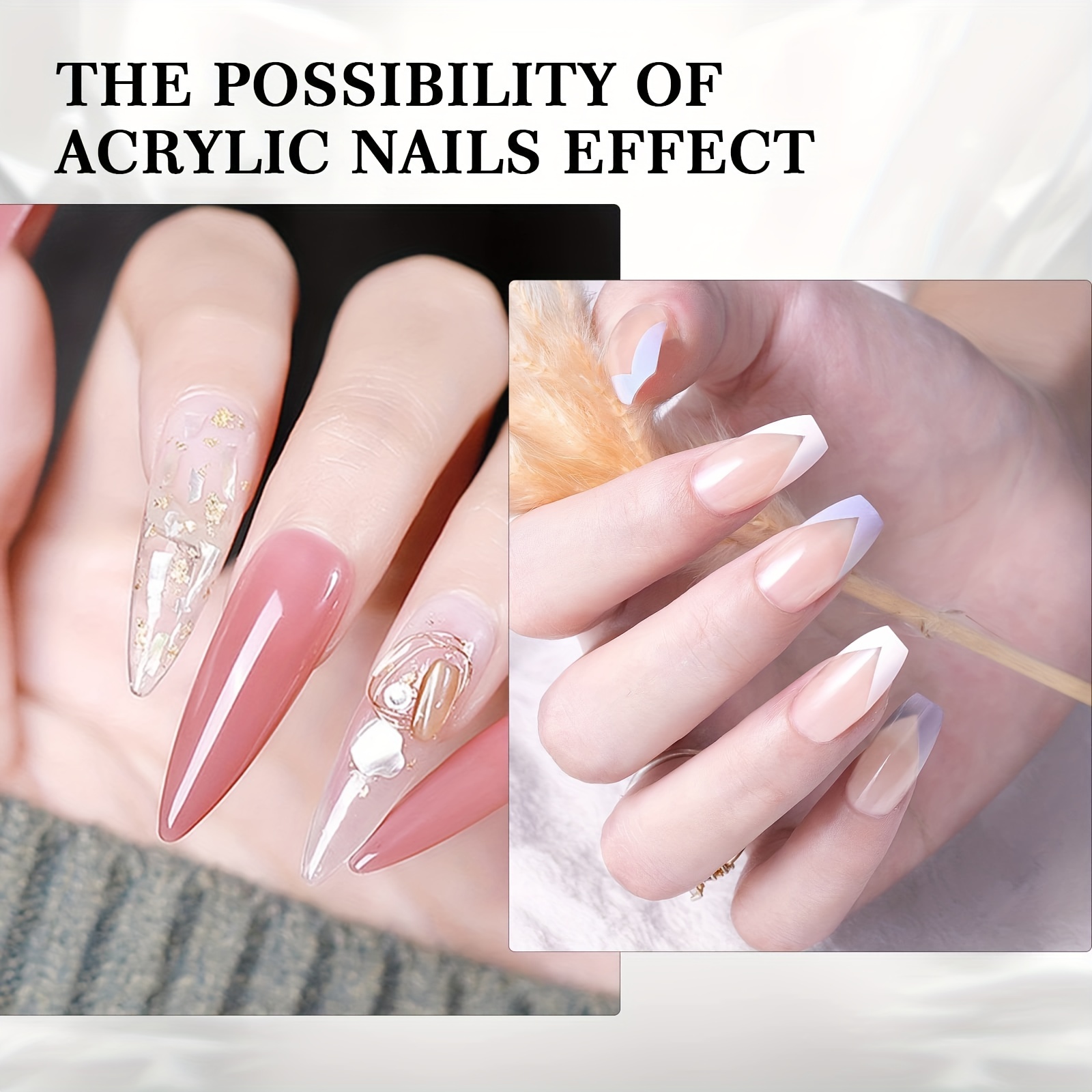 Acrylic Nail Kit Clear Nude Acrylic Powder Nails Kit - Temu