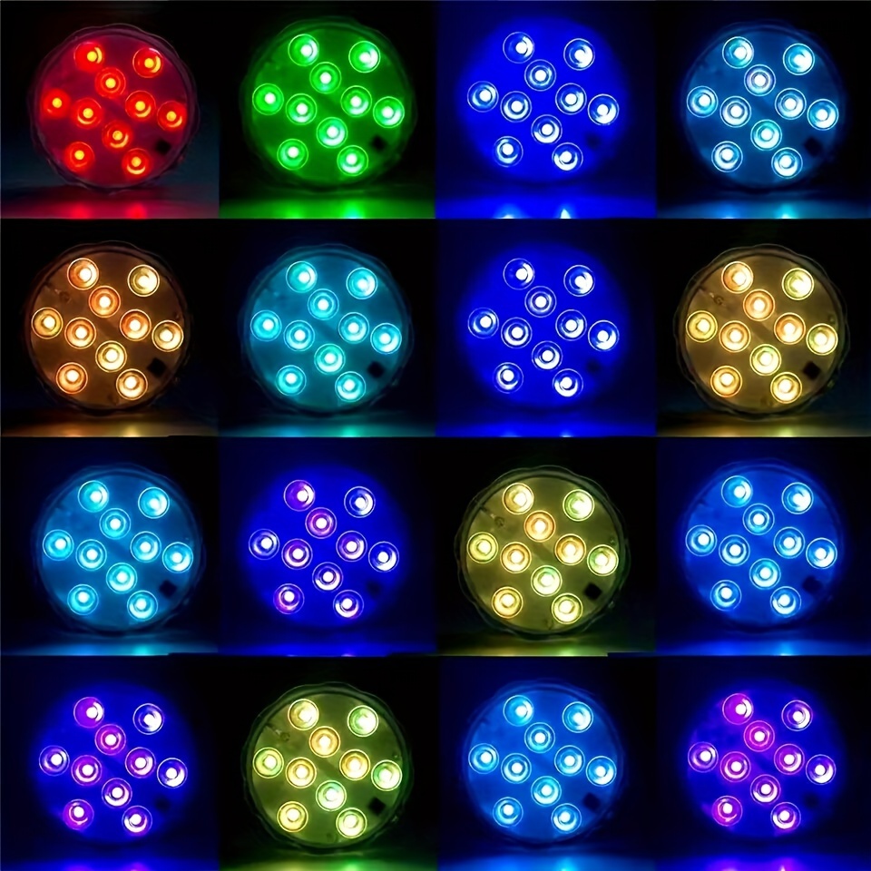 10 LED Lumières Submersibles 16 Couleurs Lumière Sous marine
