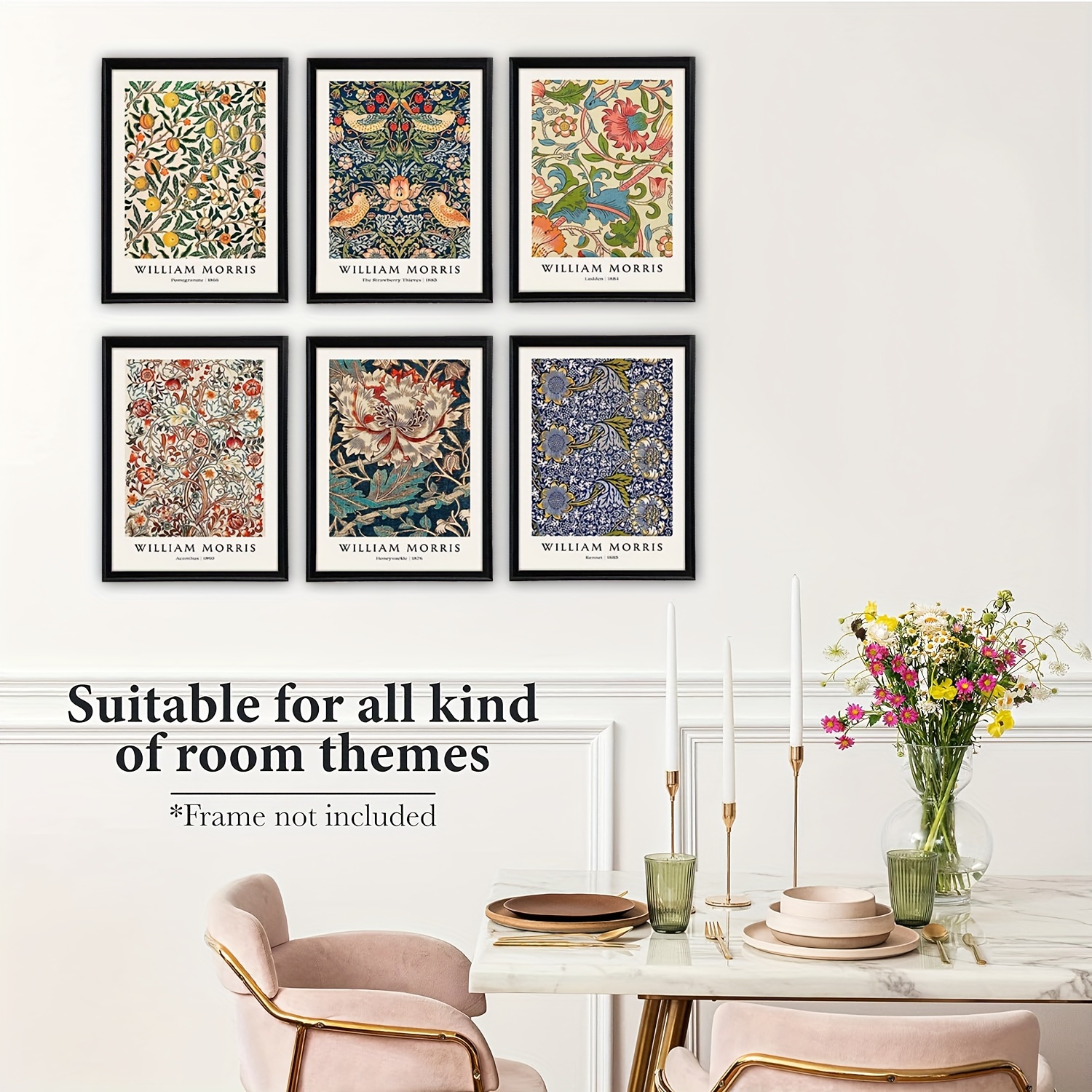 William Morris Wall Art Vintage Prints Flower Market Wall - Temu