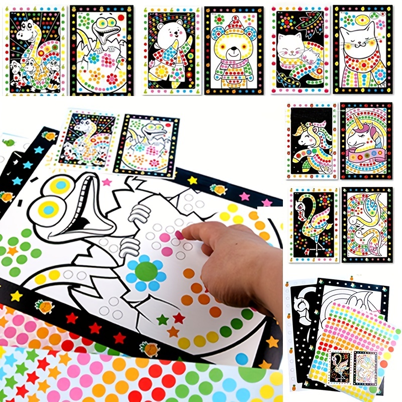 Pegatinas de mosaico de puntos para niños, juegos educativos de dibujos  animados de animales, para aprendizaje