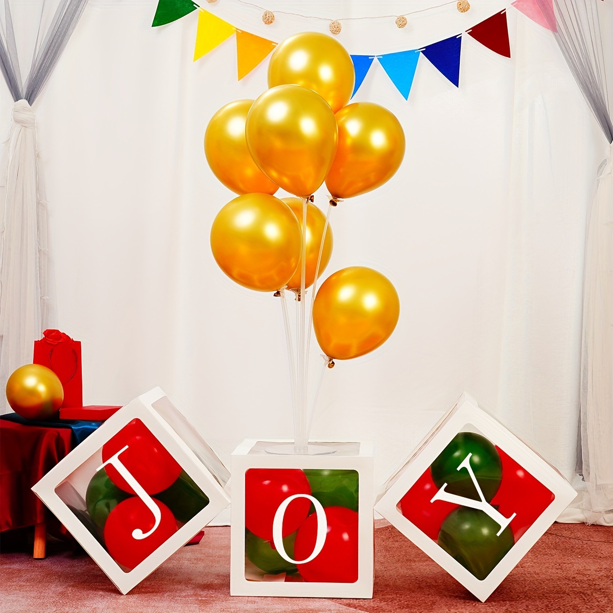 Baby Box With Letter Joy White Transparent Balloon Box - Temu