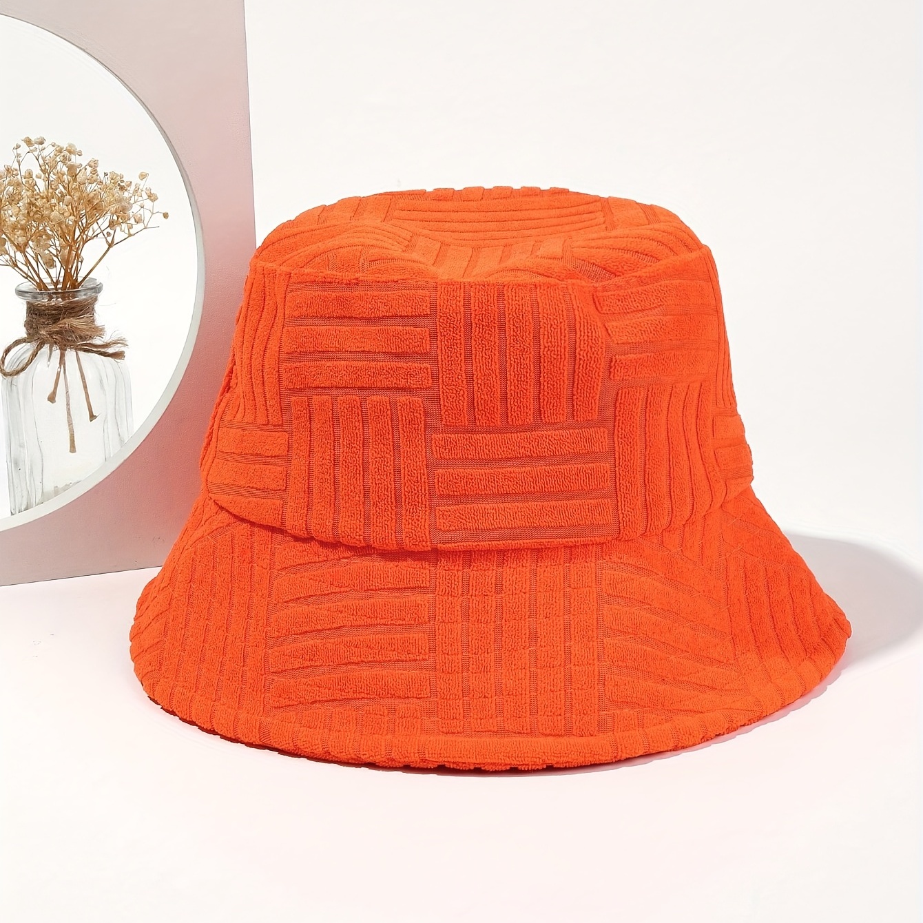 Striped Jacquard Bucket Hat Unisex Candy Color Sunshade - Temu