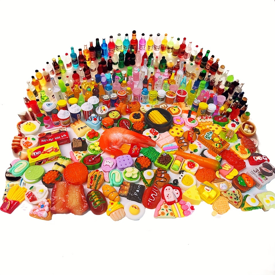 100 Pieces Miniature Food Drinks Toys Mixed Pretend Foods for Dollhouse  Kitchen Play Resin Mini Food for Adults Teenagers Doll House (Hamburger