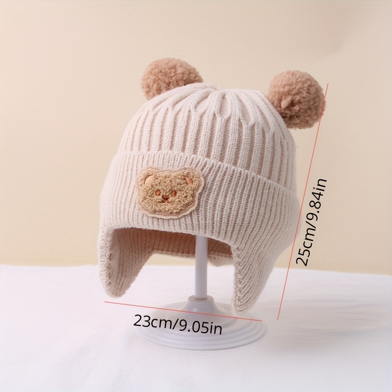 Winter Baby Beanie Cartoon Bear Ear Protection Knitted Hat