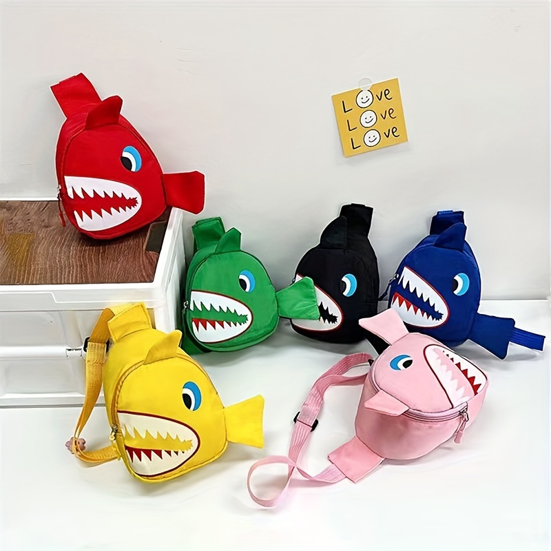 Boy's Small Shark Design Chest Bag Nylon Trendy Cartoon - Temu Canada