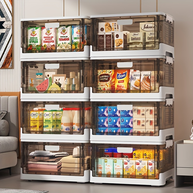 Household Folding Snack Storage Rack Living Room Multilayer Storage Cabinet  Movable Sundries Magnetic Storage Cabinet Snack Cart