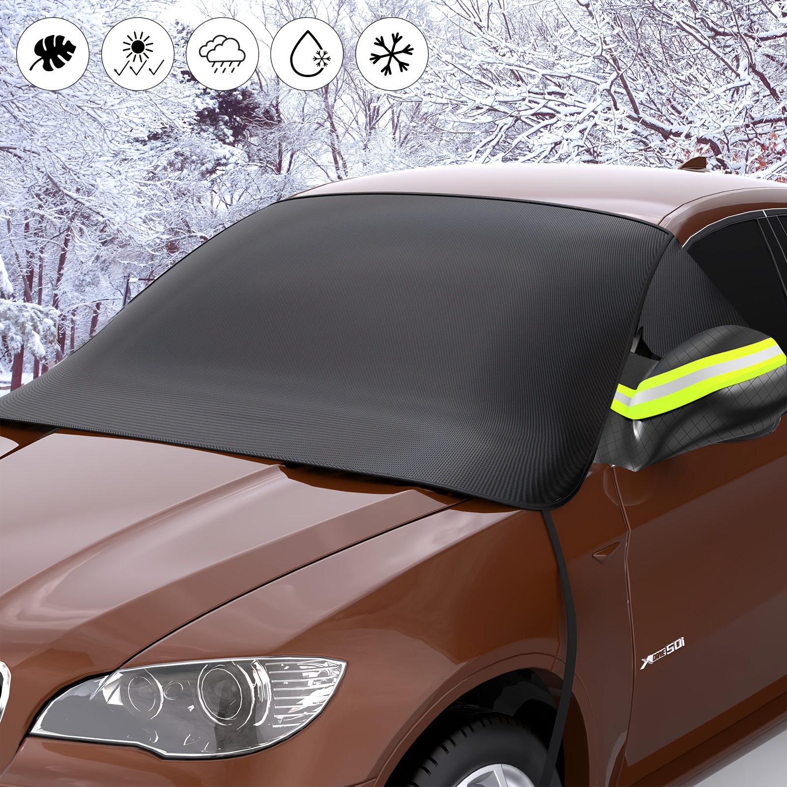 Couverture magnétique de pare-brise avant de voiture, pare-soleil  d'automobile, pare-soleil de neige, couvertures extérieures imperméables,  accessoires