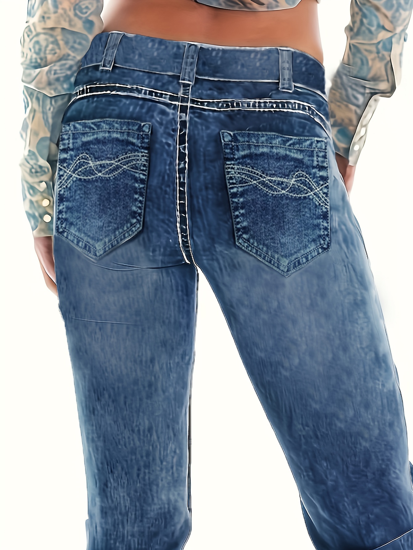 High Waist Chic Stacked Jeans, Slant Pockets High Stretch Bootcut Jeans,  Women's Denim Jeans & Clothing