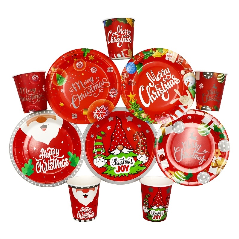 New Style Christmas Paper Plate Party Christmas Theme - Temu