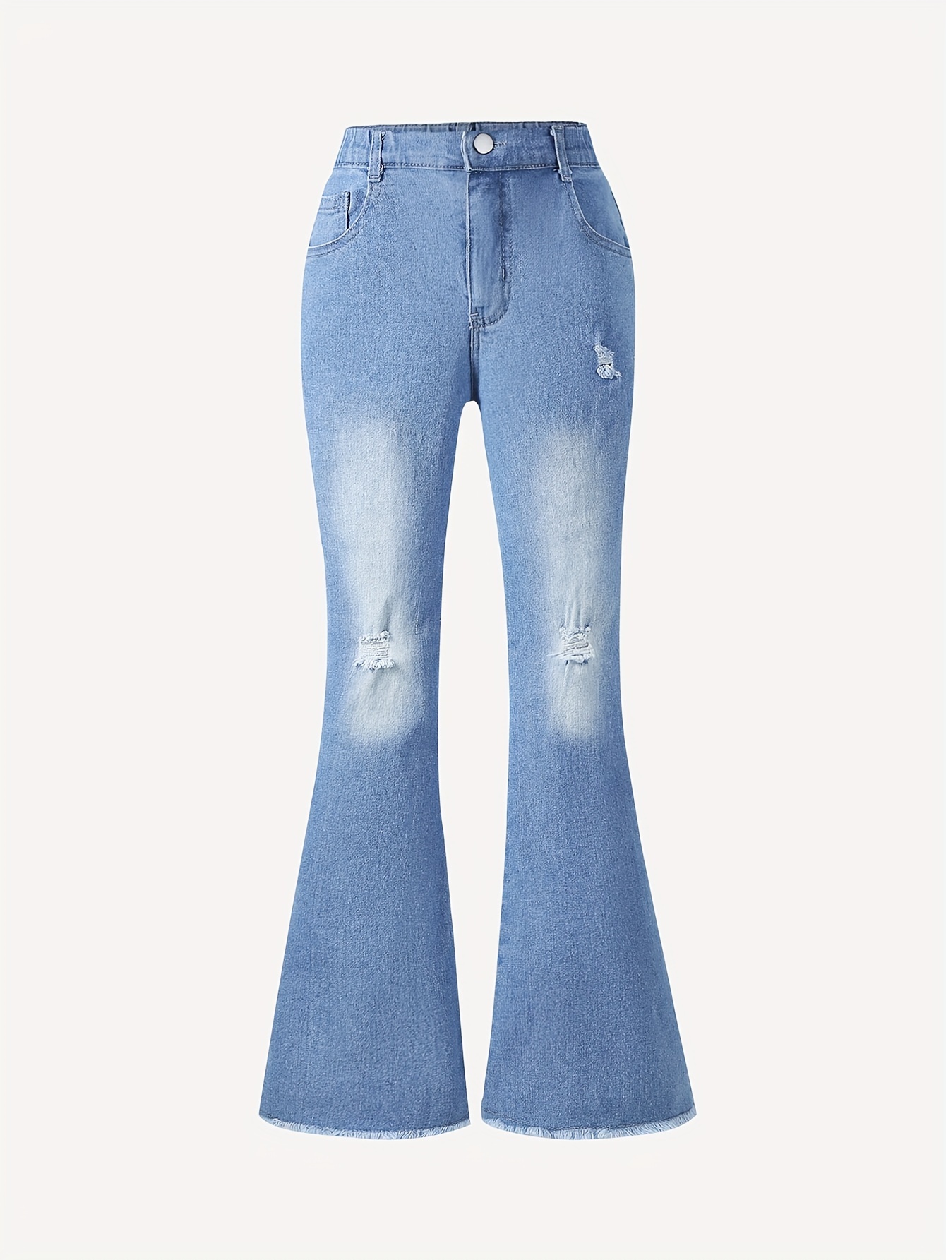 Flare Jeans for Women Stretch Distressed Tie High Waisted Bell Bottom Jeans  Classic Casual Slim Fit Denim Pants 