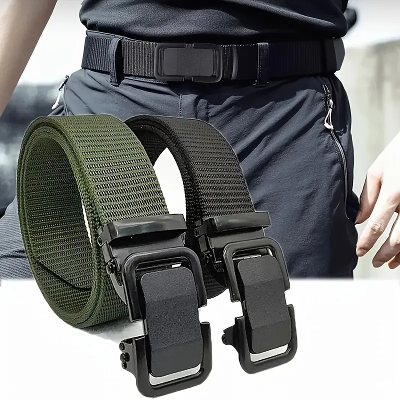 Men's Automatic Buckle Belt, Nylon Toothless Belt For Jeans - Temu