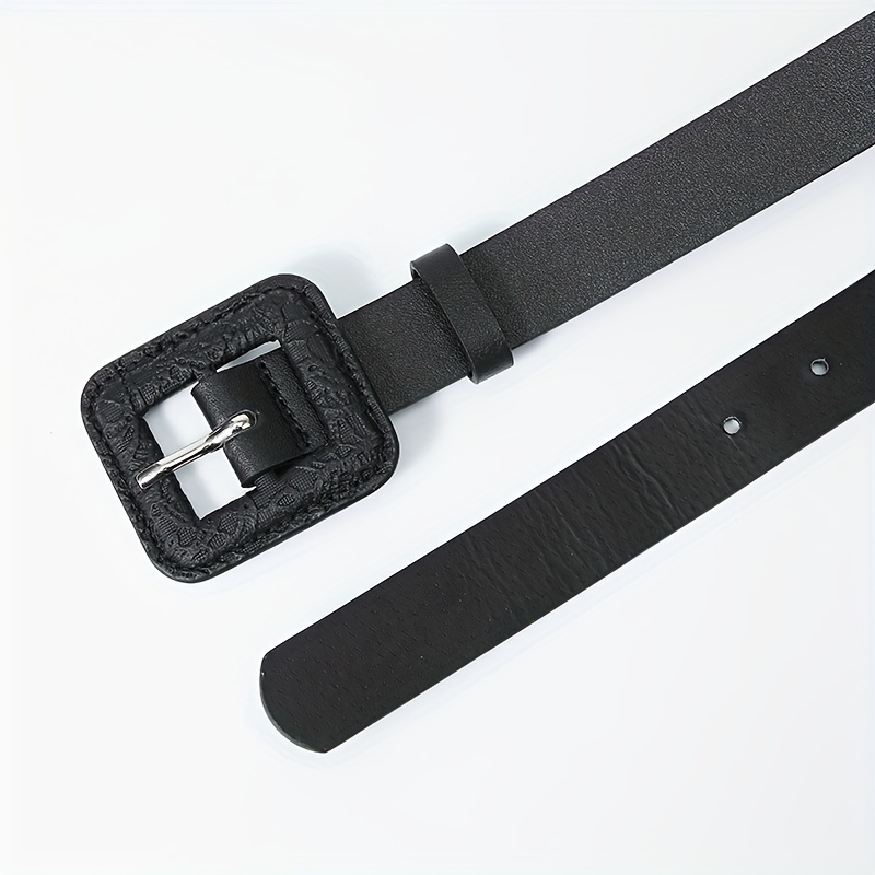 Snake Pattern Square Buckle Vintage Belt Women Dress Pants Belts