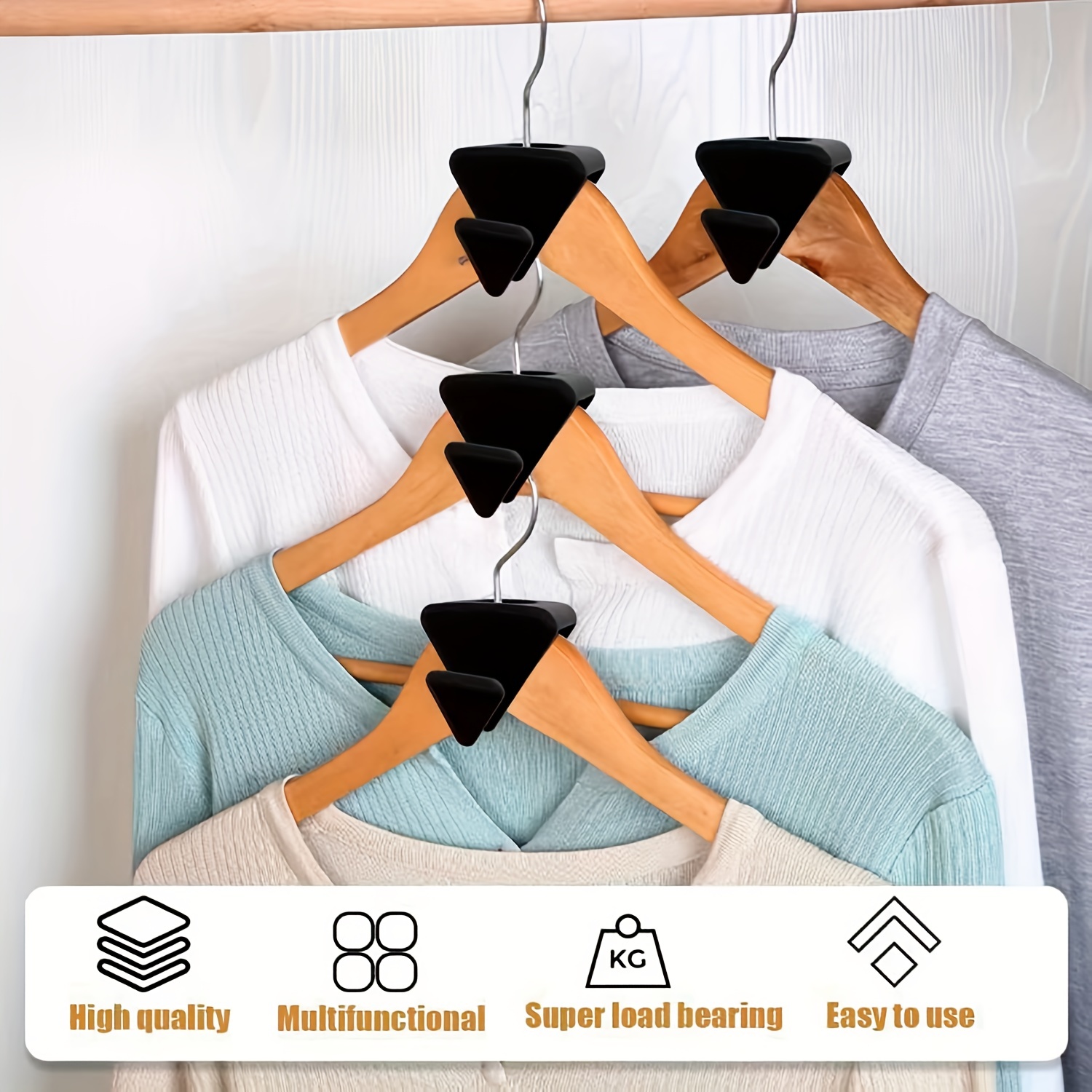 Black Plastic Clothes Hanger Connector Stackable Triangle - Temu