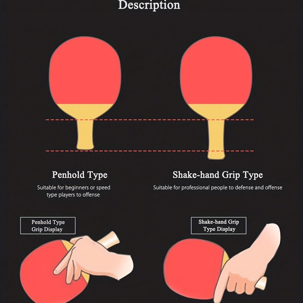Table Tennis Paddle with Ergonomic Handle and Storage Bag