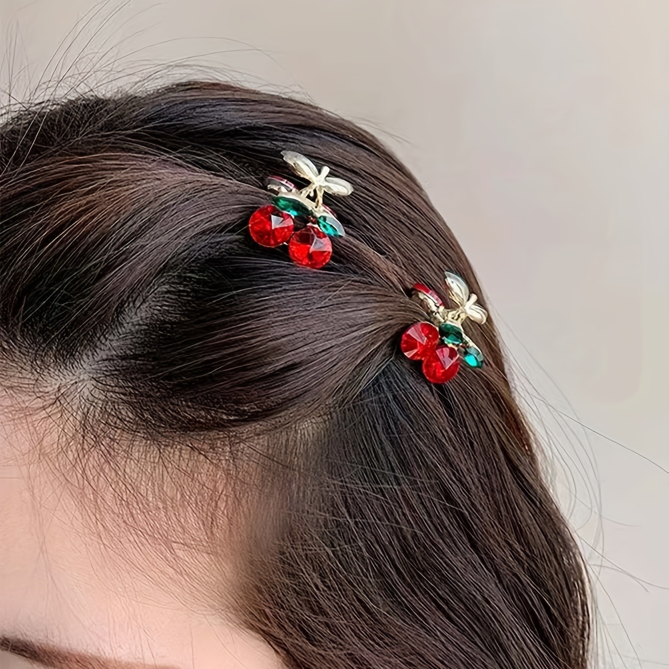Mini exquisite cute princess hair clip forehead bangs side cherry