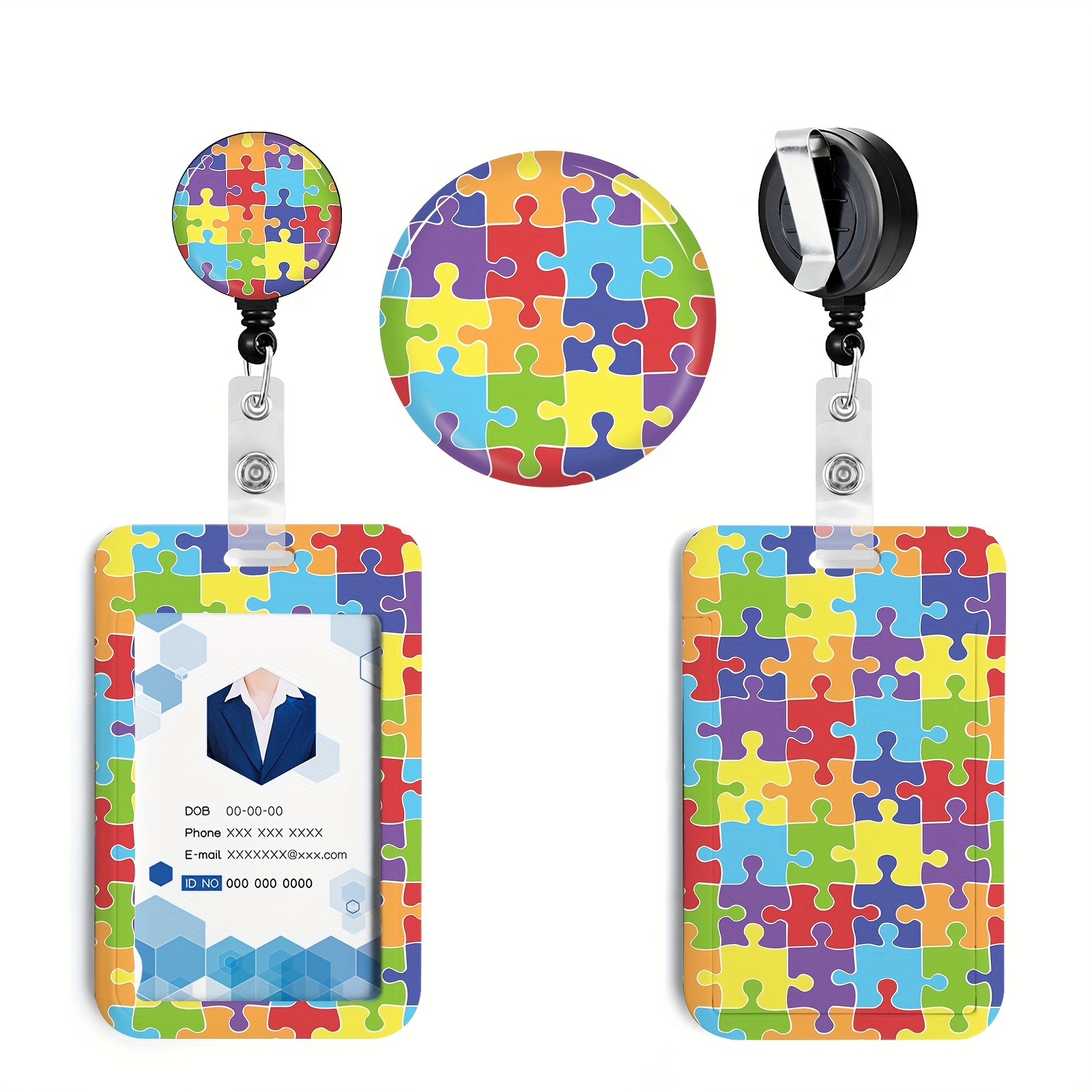 Id Badge Holder Retractable With Heavy Duty Reel puzzle - Temu Canada