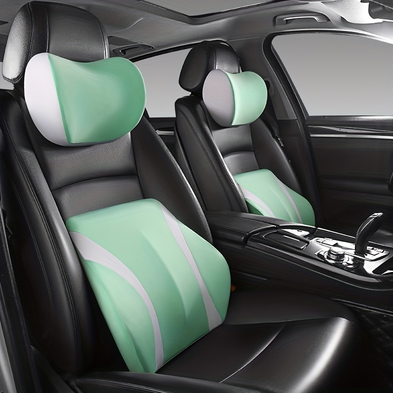 1pc Car Lumbar Support Pad With Headrest Pillow, Four Seasons