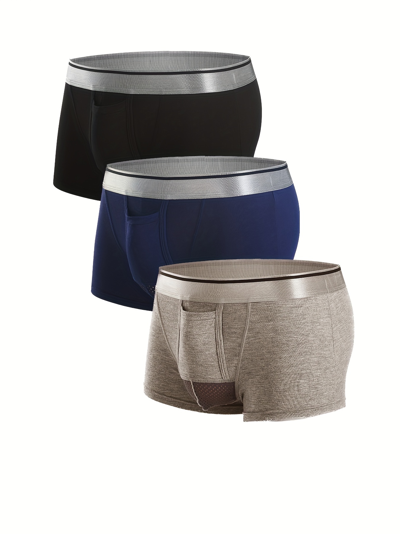 3PCS/Lot Solid Color Men's Gay White Underwear Sexy Boxer Shorts U