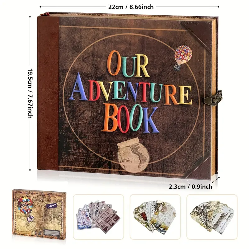 12x12 inch Our Adventure Book Scrapbook Photo Album, Wedding Guestbook, 60  pages