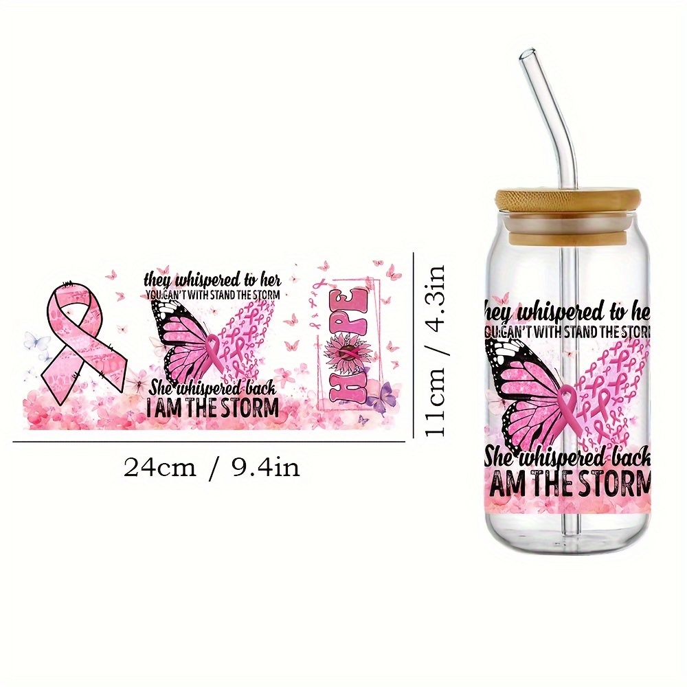 Breast Cancer Awareness Design Glass Packaging Stickers Girl - Temu